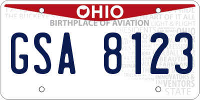 OH license plate GSA8123
