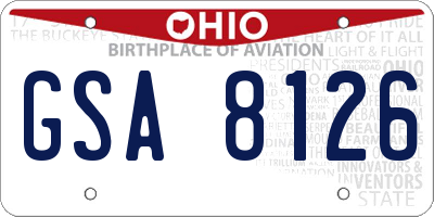 OH license plate GSA8126