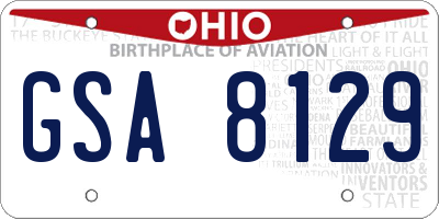 OH license plate GSA8129