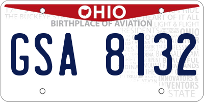 OH license plate GSA8132
