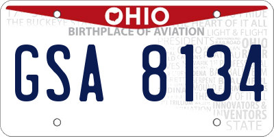 OH license plate GSA8134