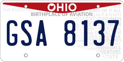 OH license plate GSA8137