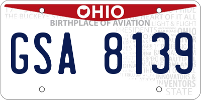 OH license plate GSA8139