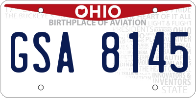 OH license plate GSA8145