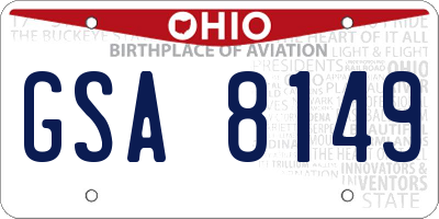OH license plate GSA8149
