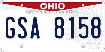 OH license plate GSA8158