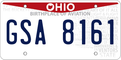 OH license plate GSA8161