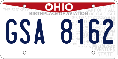 OH license plate GSA8162