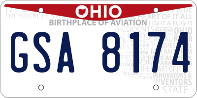 OH license plate GSA8174