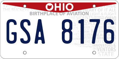 OH license plate GSA8176