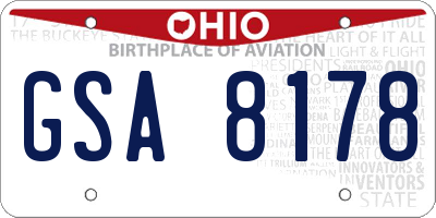 OH license plate GSA8178