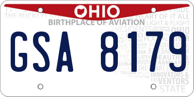 OH license plate GSA8179