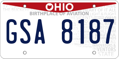 OH license plate GSA8187