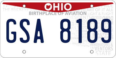 OH license plate GSA8189