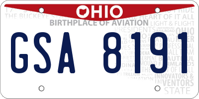 OH license plate GSA8191