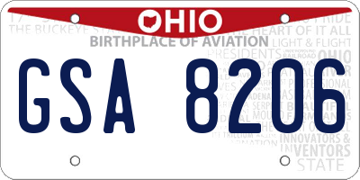 OH license plate GSA8206