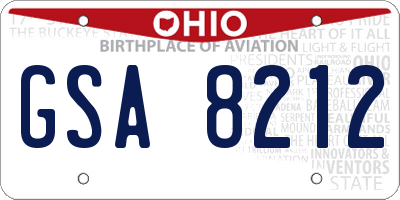 OH license plate GSA8212