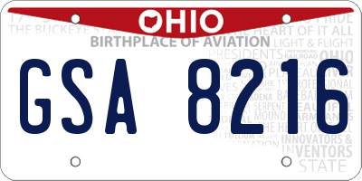 OH license plate GSA8216