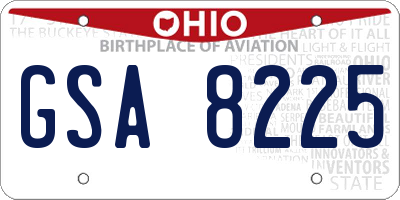 OH license plate GSA8225