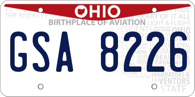 OH license plate GSA8226