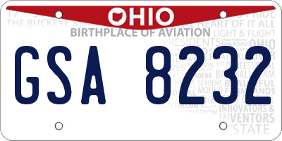 OH license plate GSA8232