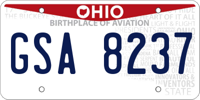 OH license plate GSA8237