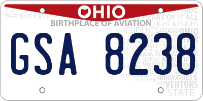 OH license plate GSA8238