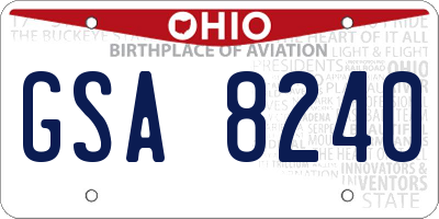 OH license plate GSA8240
