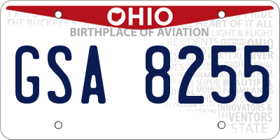 OH license plate GSA8255