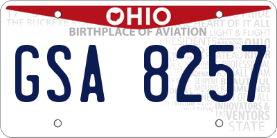 OH license plate GSA8257