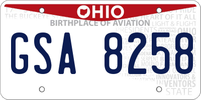 OH license plate GSA8258