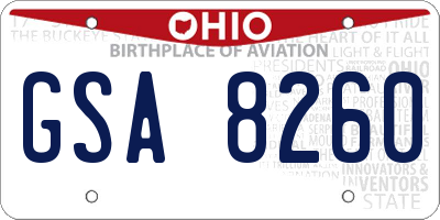 OH license plate GSA8260