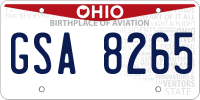OH license plate GSA8265