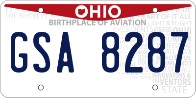 OH license plate GSA8287