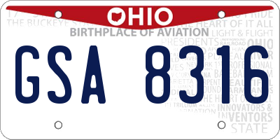 OH license plate GSA8316