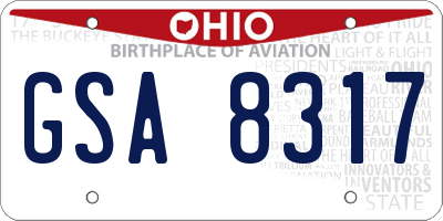 OH license plate GSA8317
