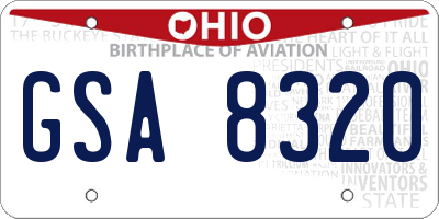 OH license plate GSA8320