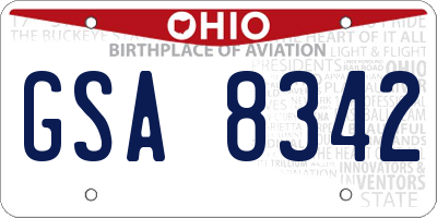 OH license plate GSA8342