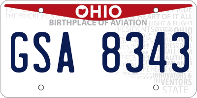 OH license plate GSA8343