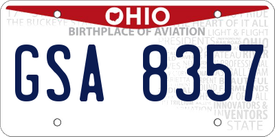 OH license plate GSA8357
