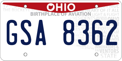 OH license plate GSA8362