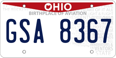 OH license plate GSA8367