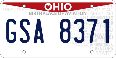 OH license plate GSA8371