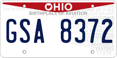 OH license plate GSA8372