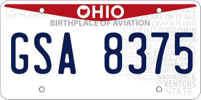 OH license plate GSA8375