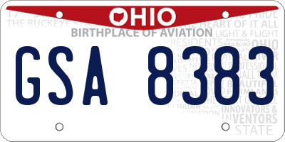 OH license plate GSA8383