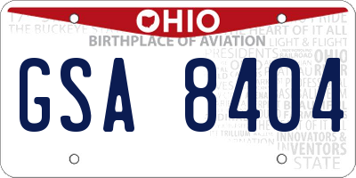 OH license plate GSA8404
