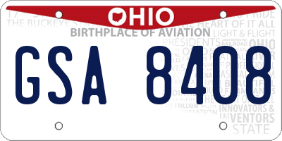 OH license plate GSA8408