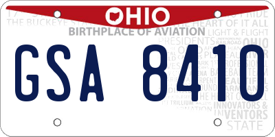 OH license plate GSA8410