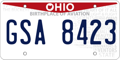 OH license plate GSA8423